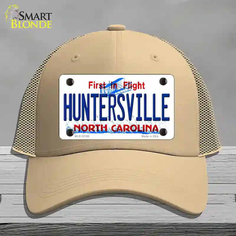 Huntersville North Carolina State Novelty License Plate Hat Mesh / Khaki