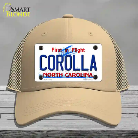 Corolla North Carolina State Novelty License Plate Hat Mesh / Khaki