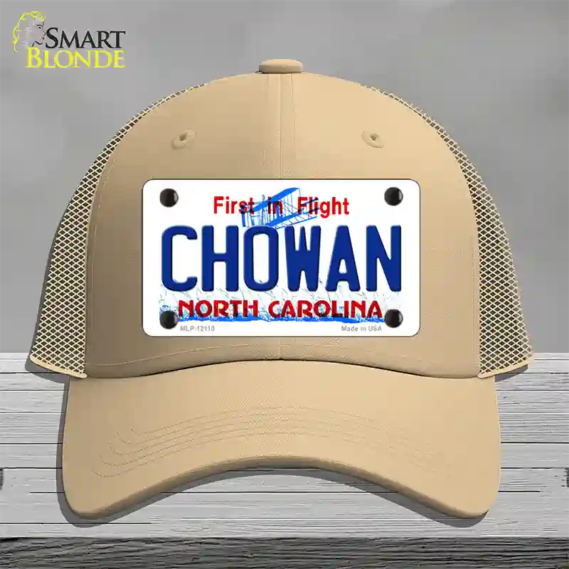 Chowan North Carolina State Novelty License Plate Hat Mesh / Khaki