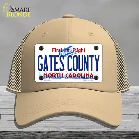 Gates County North Carolina State Novelty License Plate Hat Mesh / Khaki