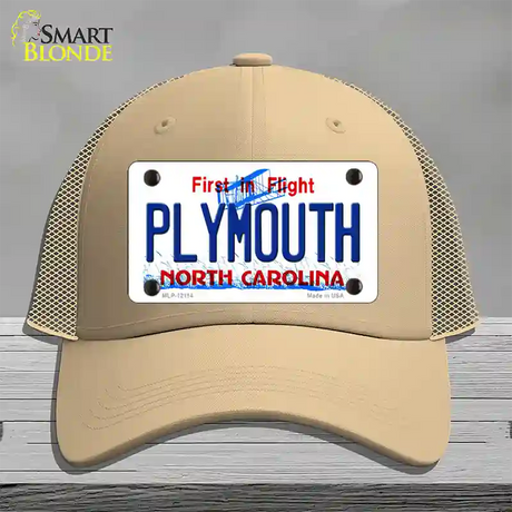 Plymouth North Carolina State Novelty License Plate Hat Mesh / Khaki