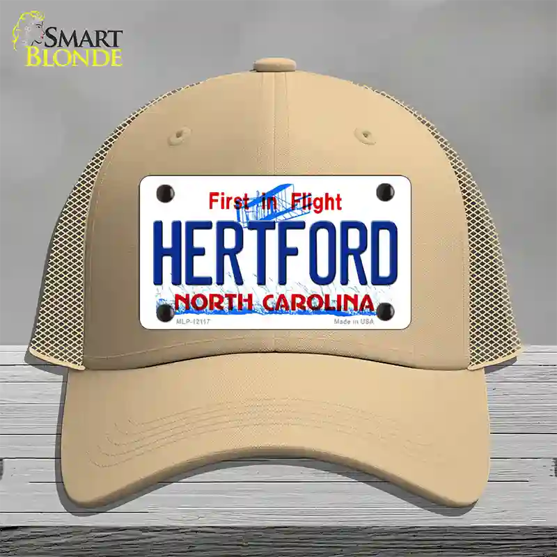 Hertford North Carolina State Novelty License Plate Hat Mesh / Khaki