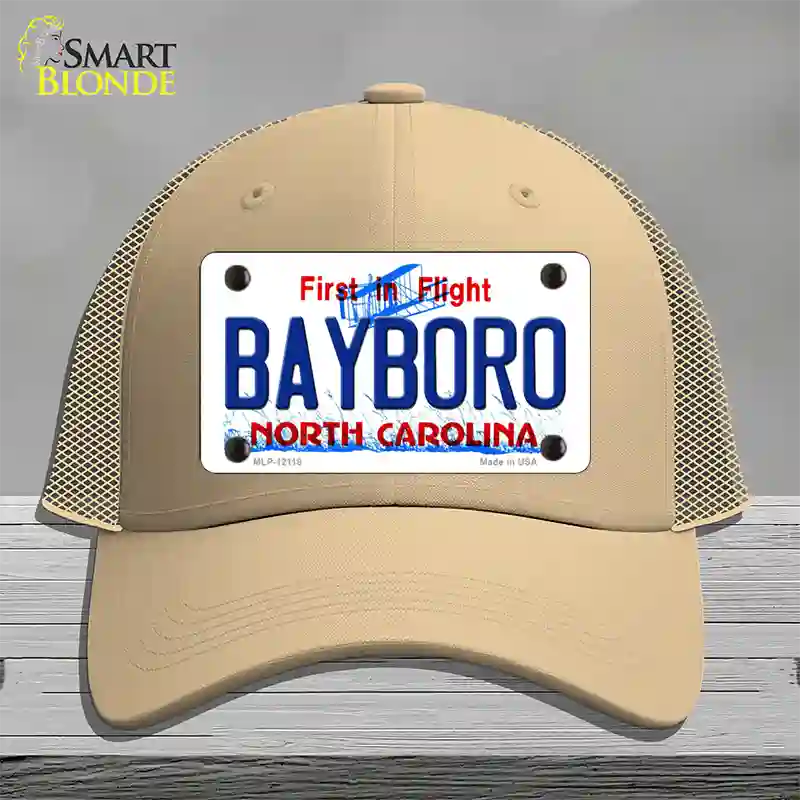 Bayboro North Carolina State Novelty License Plate Hat Mesh / Khaki