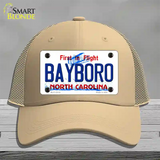 Bayboro North Carolina State Novelty License Plate Hat Mesh / Khaki