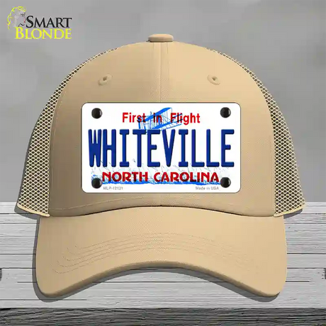 Whiteville North Carolina State Novelty License Plate Hat Mesh / Khaki