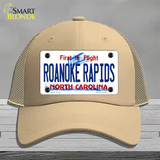 Roanoke Rapids North Carolina State Novelty License Plate Hat Mesh / Khaki