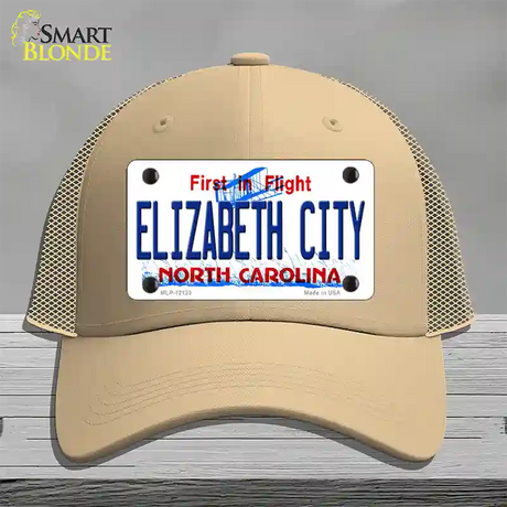 Elizabeth City North Carolina State Novelty License Plate Hat Mesh / Khaki