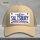 Salisbury North Carolina State Novelty License Plate Hat Mesh / Khaki