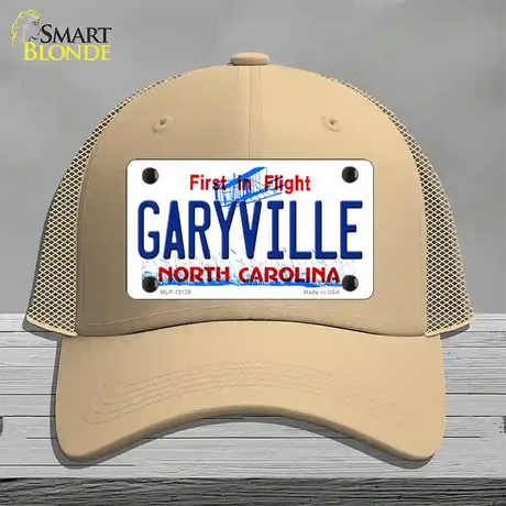 Garyville North Carolina State Novelty License Plate Hat Mesh / Khaki