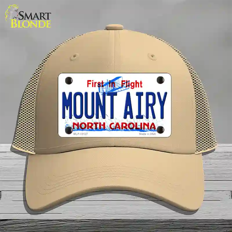 Mount Airy North Carolina State Novelty License Plate Hat Mesh / Khaki