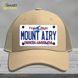 Mount Airy North Carolina State Novelty License Plate Hat Mesh / Khaki