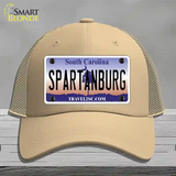 Spartanburg South Carolina State Novelty License Plate Hat Mesh / Khaki