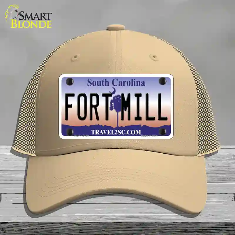 Fort Mill South Carolina Novelty License Plate Hat Mesh / Khaki