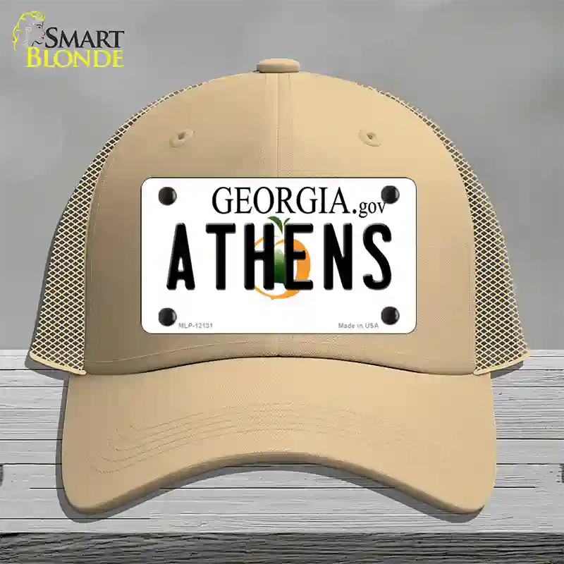 Athens Georgia State Novelty License Plate Hat Mesh / Khaki