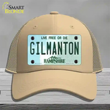 Gilmanton New Hampshire Novelty License Plate Hat Mesh / Khaki