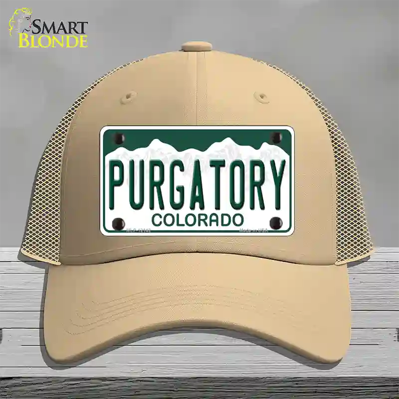 Purgatory Colorado Novelty License Plate Hat Mesh / Khaki