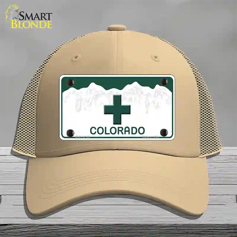 Marajuana Cross Colorado Novelty License Plate Hat Mesh / Khaki