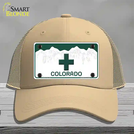 Marajuana Cross Colorado Novelty License Plate Hat Mesh / Khaki