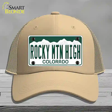 Rocky Mountain High Colorado Novelty License Plate Hat Mesh / Khaki