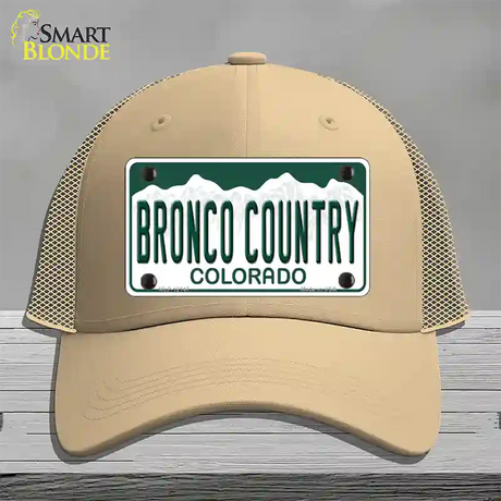 Bronco Country Colorado Novelty License Plate Hat Mesh / Khaki