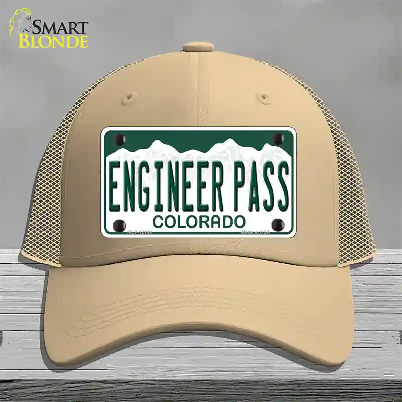 Engineer Pass Colorado Novelty License Plate Hat Mesh / Khaki