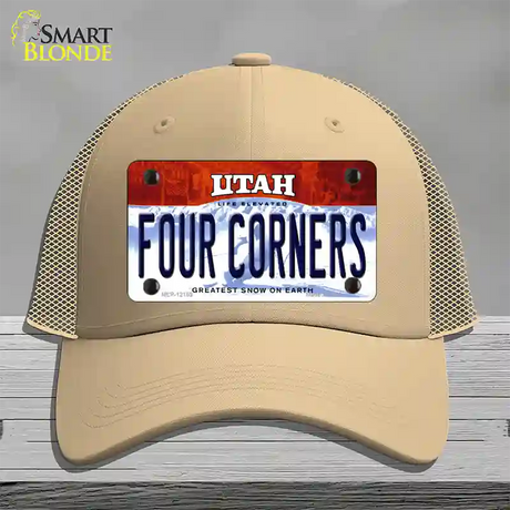 Utah Four Corners Novelty License Plate Hat Mesh / Khaki