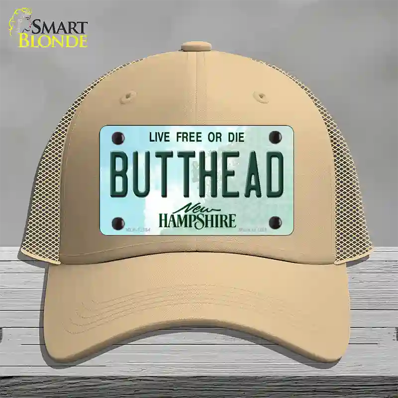 Butthead New Hampshire Novelty License Plate Hat Mesh / Khaki