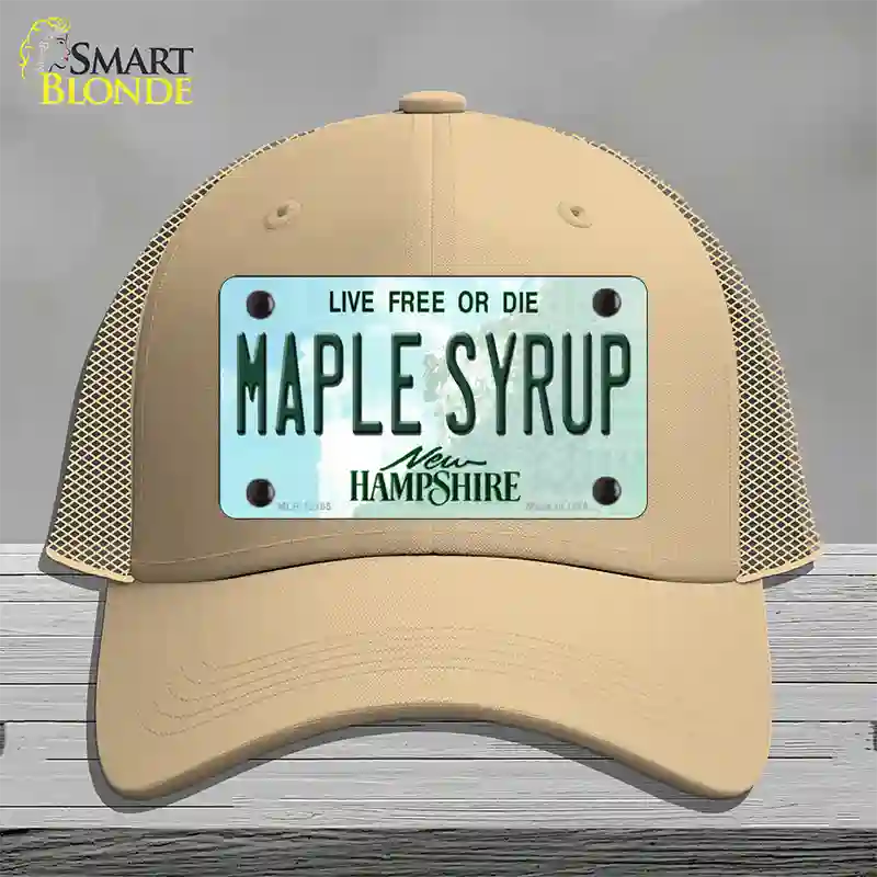 Maple Syrup New Hampshire Novelty License Plate Hat Mesh / Khaki