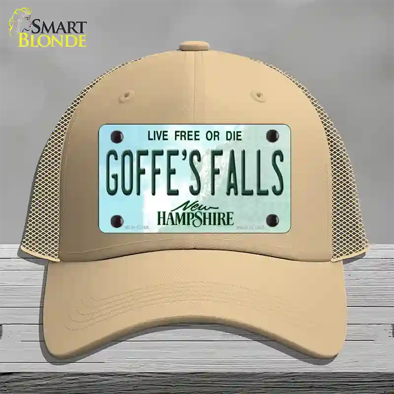 Goffes Falls New Hampshire Novelty License Plate Hat Mesh / Khaki