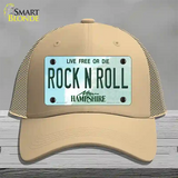 Rock N Roll New Hampshire Novelty License Plate Hat Mesh / Khaki