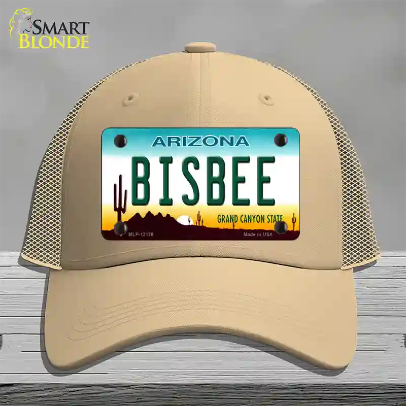 Bisbee Arizona Novelty License Plate Hat Mesh / Khaki