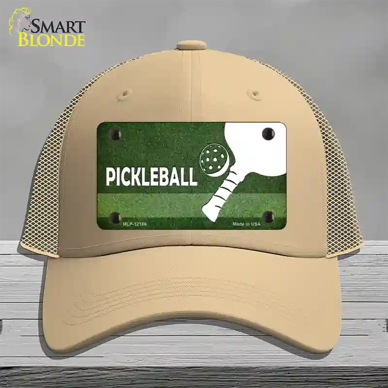 Pickleball Novelty License Plate Hat Mesh / Khaki