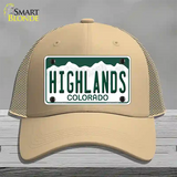 Highlands Colorado Novelty License Plate Hat Mesh / Khaki