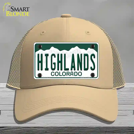 Highlands Colorado Novelty License Plate Hat Mesh / Khaki