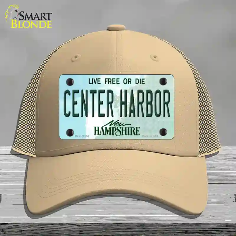 Center Harbor New Hampshire Novelty License Plate Hat Mesh / Khaki