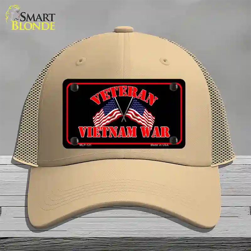 Vietnam War Veteran Novelty License Plate Hat Mesh / Khaki