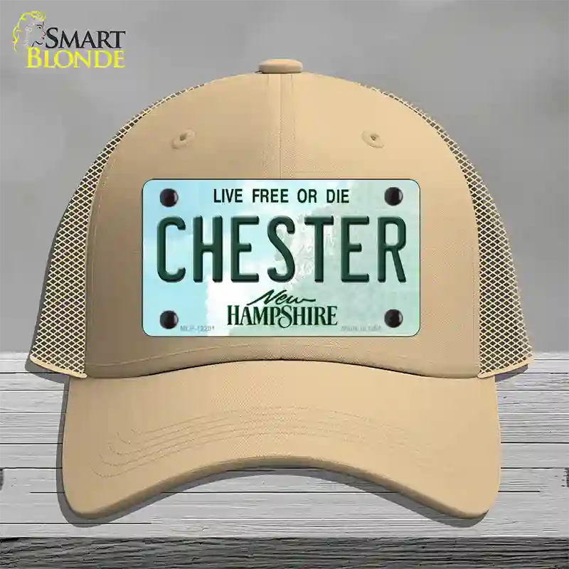 Chester New Hampshire Novelty License Plate Hat Mesh / Khaki