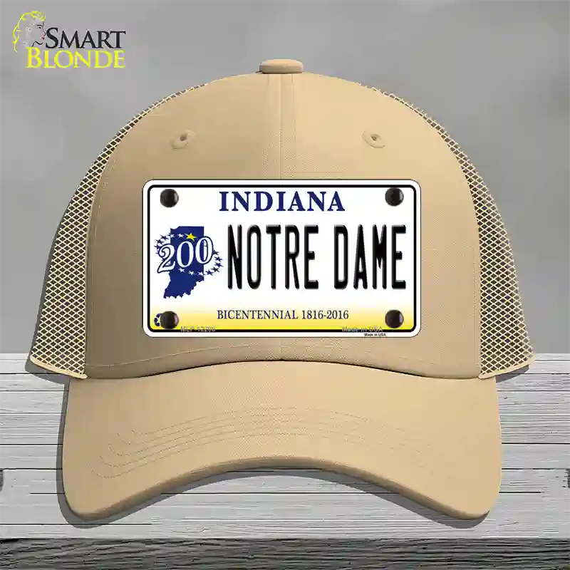 Notre Dame Indiana Novelty License Plate Hat Mesh / Khaki