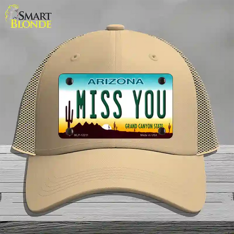 Miss You Arizona Novelty License Plate Hat Mesh / Khaki