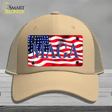 MAGA Flag Novelty License Plate Hat Mesh / Khaki