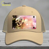 Watercolor Rose Novelty License Plate Hat Mesh / Khaki