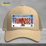 Trump 2024 Alaska Novelty License Plate Hat Mesh / Khaki