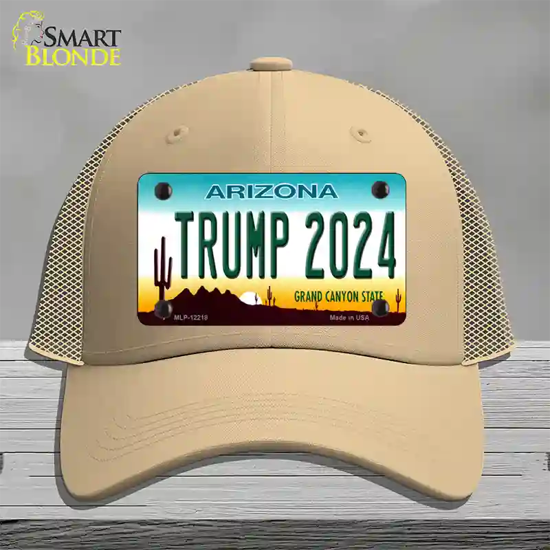 Trump 2024 Arizona Novelty License Plate Hat Mesh / Khaki