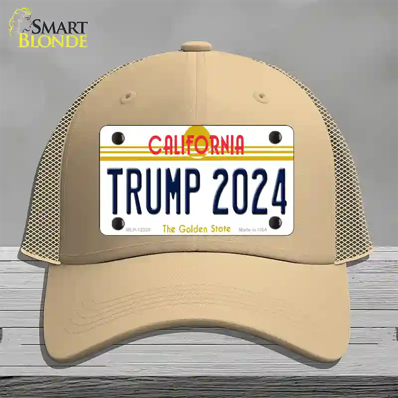 Trump 2024 California Novelty License Plate Hat Mesh / Khaki