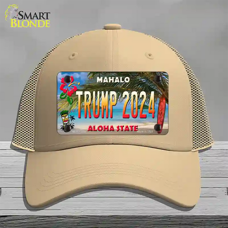 Trump 2024 Hawaii Novelty License Plate Hat Mesh / Khaki