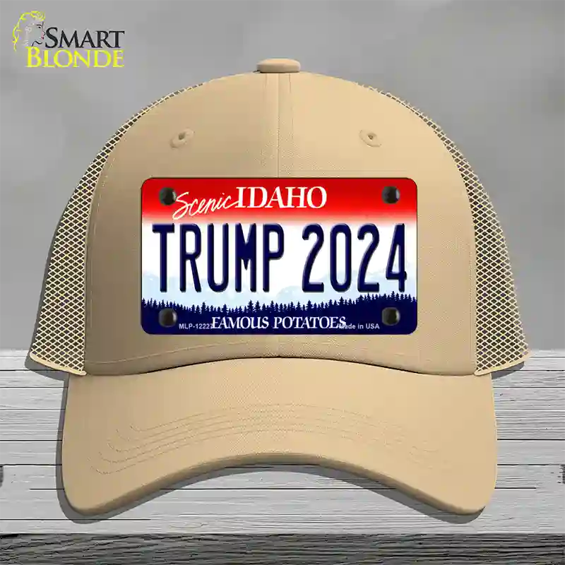 Trump 2024 Idaho Novelty License Plate Hat Mesh / Khaki