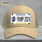 Trump 2024 Indiana Novelty License Plate Hat Mesh / Khaki