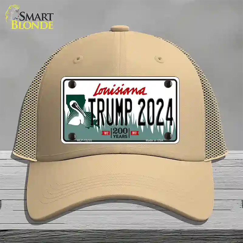 Trump 2024 Louisiana Novelty License Plate Hat Mesh / Khaki