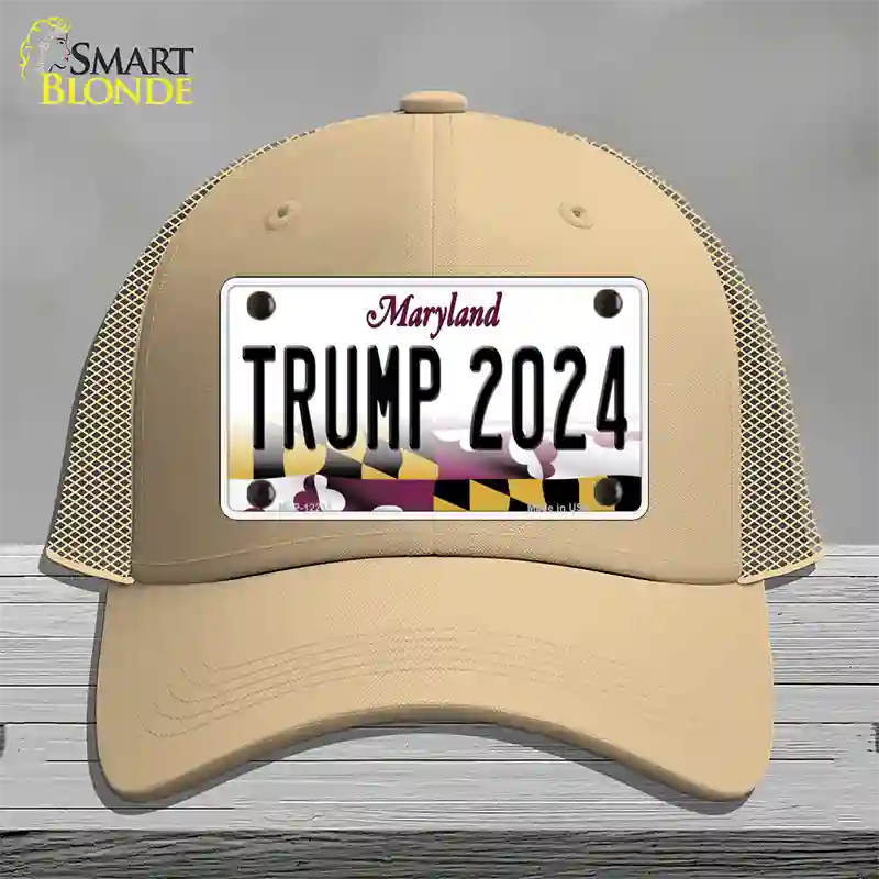 Trump 2024 Maryland Novelty License Plate Hat Mesh / Khaki