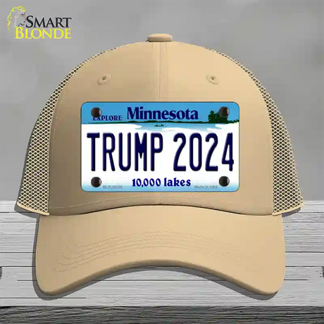 Trump 2024 Minnesota Novelty License Plate Hat Mesh / Khaki